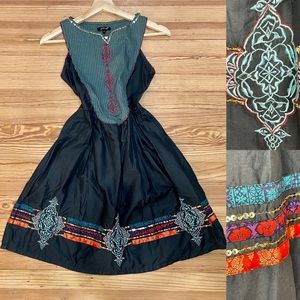 Globus embroidered and sequins bodice dress. XS